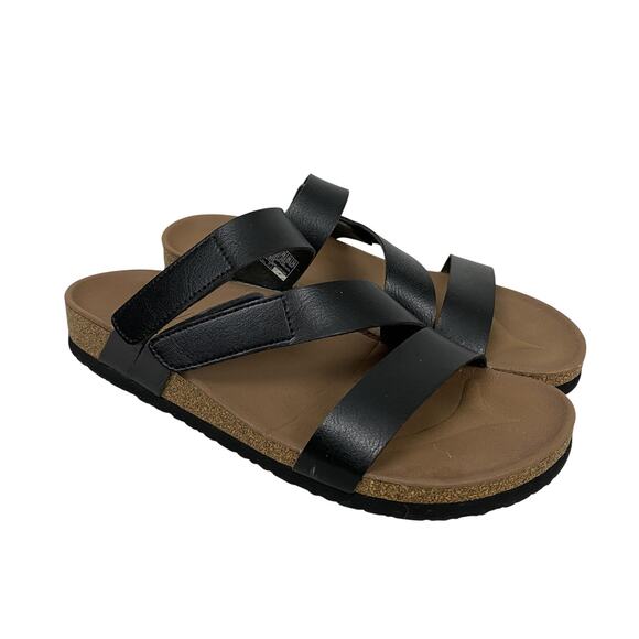 Skechers Arch Comfort Sandals Womens 9 Black Strappy Slip On Slide Eva Sole - Picture 1 of 14